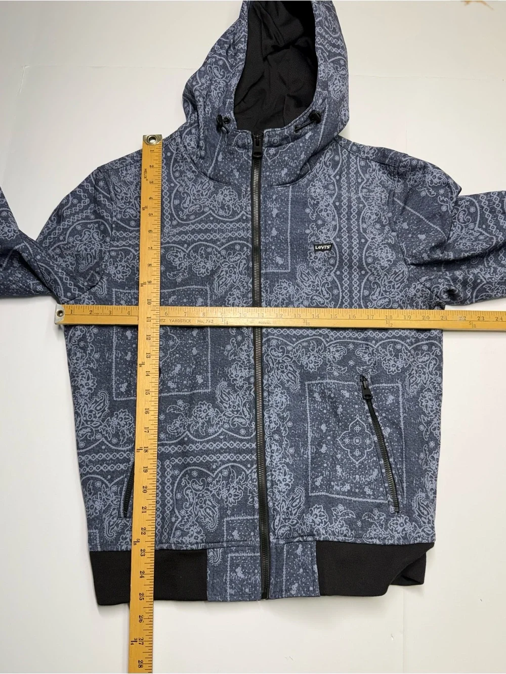 LEVI'S Water Resistant Jacket Hooded Full Zip Paisley Print Men’s Small NWT